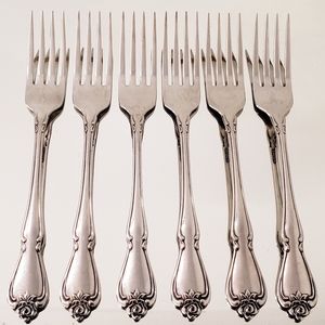 6 Oneida Dinner Forks Arbor Rose True Rose Stainless Steel Flatware